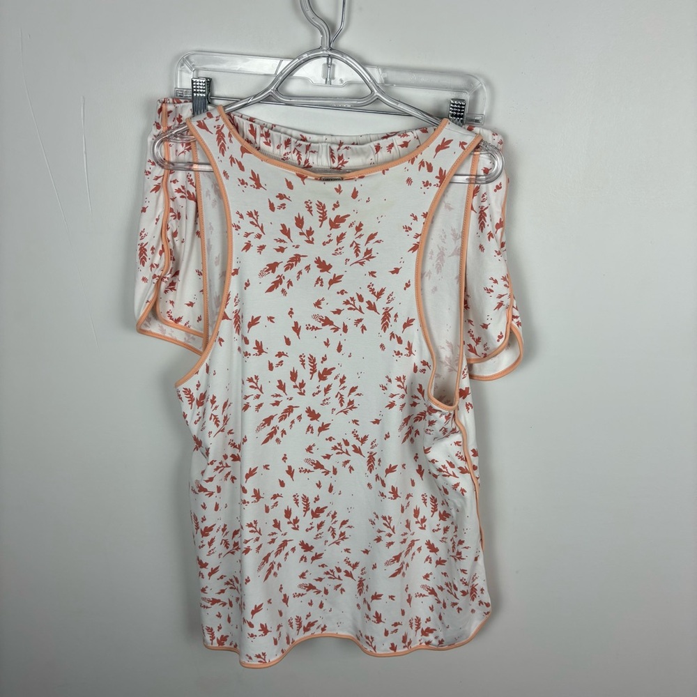 LAKE Pajamas Short Set Peach & White Floral Size XLarge - Picture 9 of 13